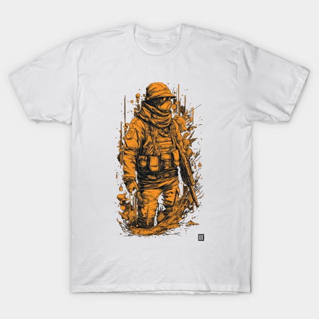 Military Soldier And His Gun T-Shirt by Renan Torrente